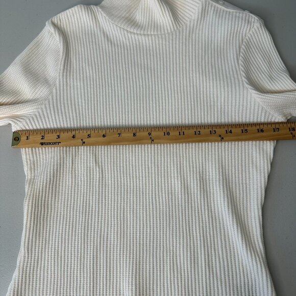 The Range Thermal Knit Button Turtleneck Top Size L Cream Preppy Chic - Picture 7 of 11